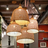 New Bamboo Wicker Rattan Wave Shade Pendant Light Hanging Ceiling Lamp Fixture Home Decor Lampshade